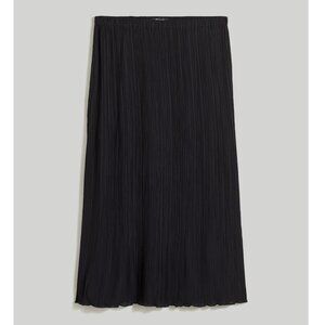 Madewell Black Plissé Midi Slip Skirt